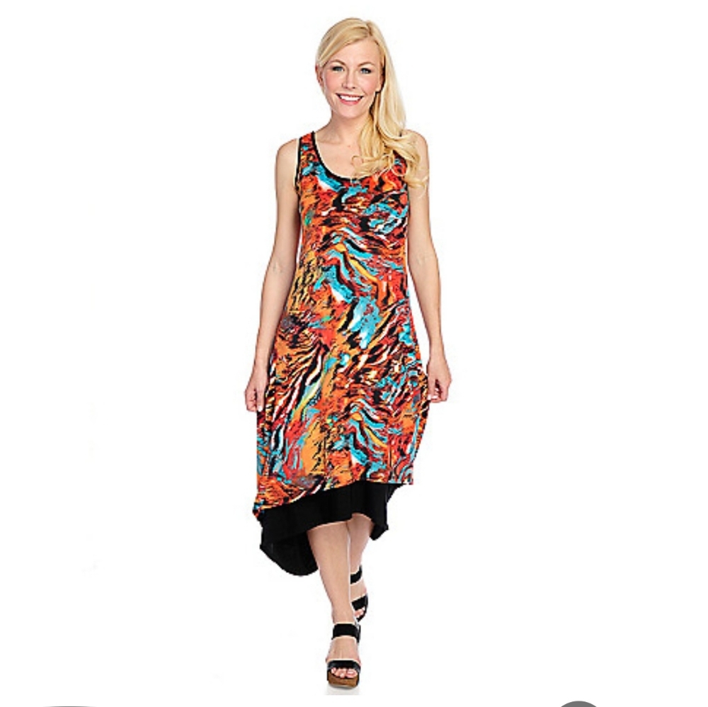 Stretch knit hi-lo tank dress.  Never worn